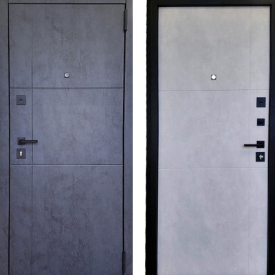 Дверь металлическая Статус МДФ/МДФ бетон графит/бетон светлый 860*2050 правая