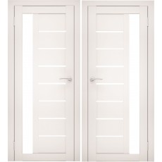 Дверное полотно АМАТИ-04 эшвайт экошпон ПО-700 белое стекло