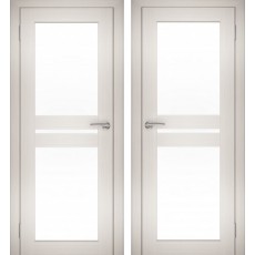 Дверное полотно АМАТИ-19 эшвайт экошпон ПО-800 белое стекло