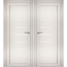 Дверное полотно АМАТИ-07 эшвайт экошпон ПО-700 белое стекло