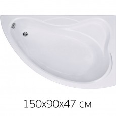 Ванна на раме Bas VEKTRA 150 х 90 (правая) без фронтальной панели, БЕЗ сифона