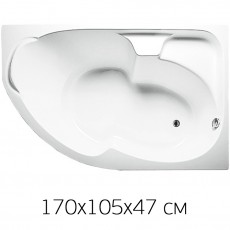 Ванна на раме 1Marka DIANA 170x105 (правая) без фронтальной панели, без слива-перелива